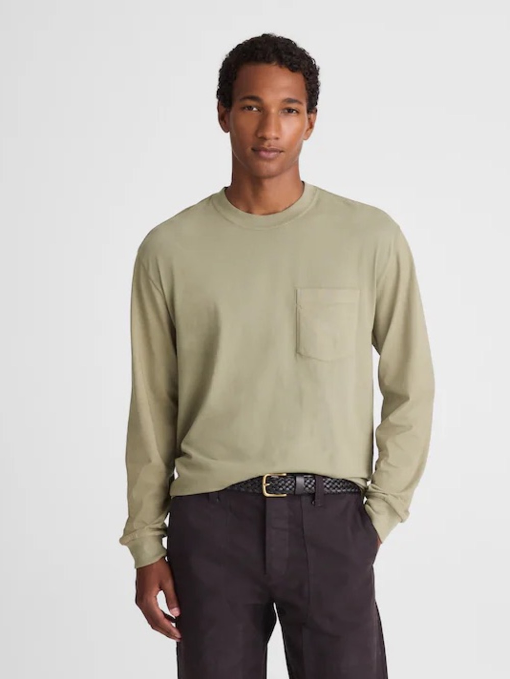 Madewell The Long-Sleeve Vintage Pocket Tee in Faded Fatigue XXL NWT $58 NY117